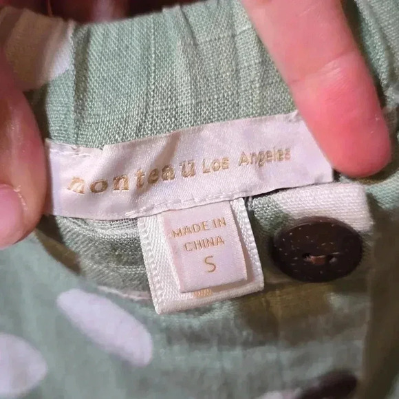 Monteau Los Angeles Green Polka Dot Dress S - Picture 2 of 3